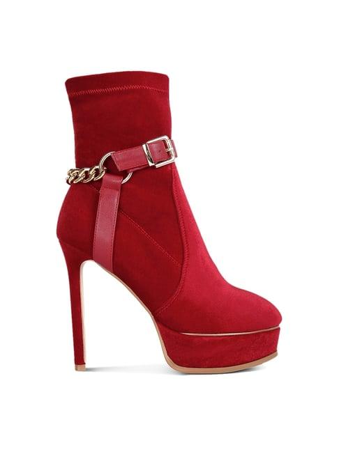 rag & co women's red stiletto booties