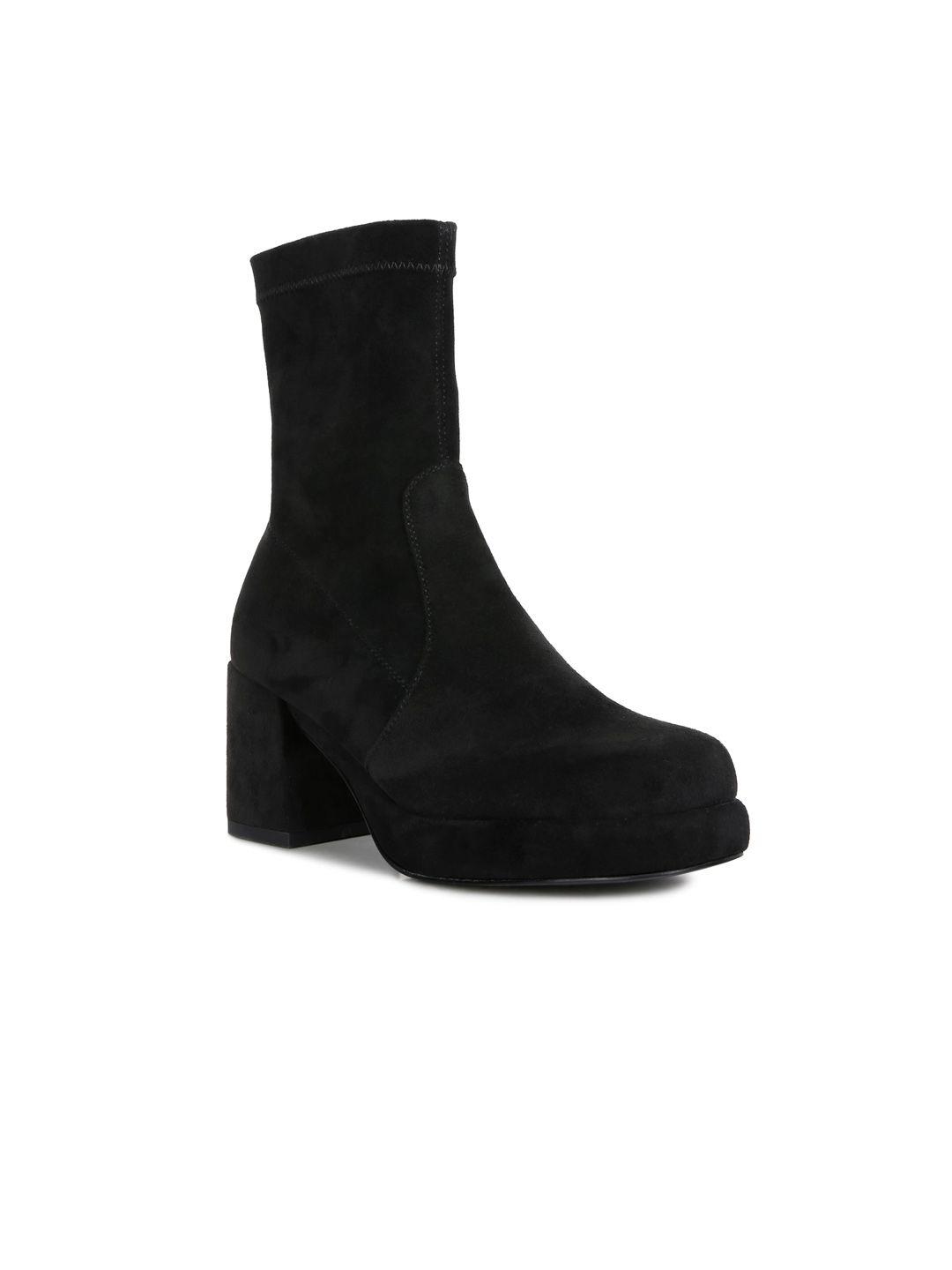 rag & co women suede block heeled chunky boots
