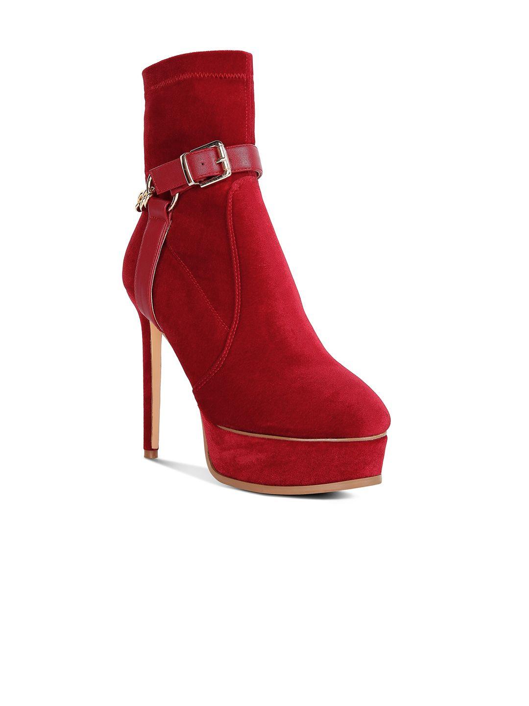 rag & co women velvet ankle stiletto winter boots