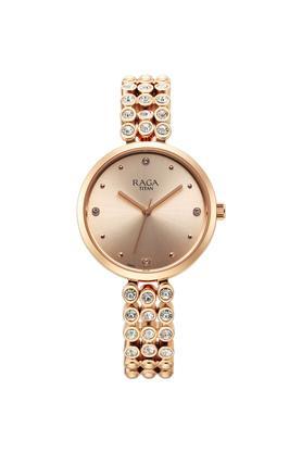 raga showstopper 40 mm multicolour dial metal analogue watch for women - 95262wm01