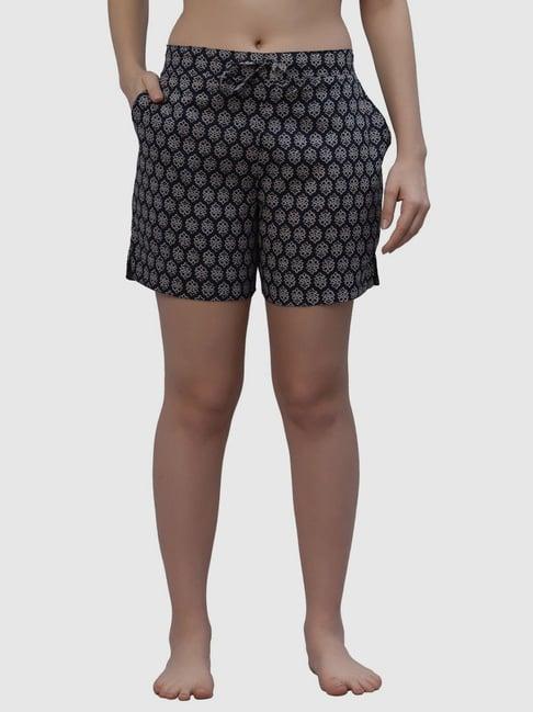 ragavi navy cotton printed shorts