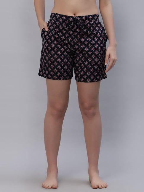 ragavi navy cotton printed shorts