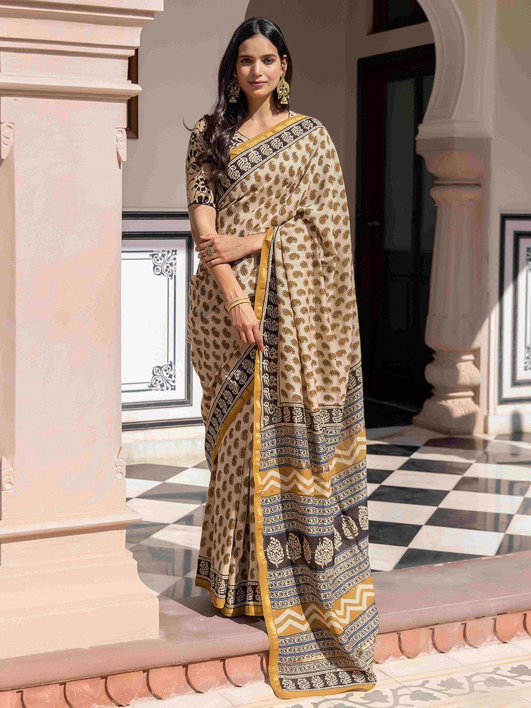 ragavi paisley printed pure cotton saree