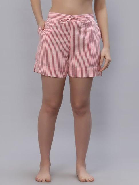 ragavi pink cotton striped shorts