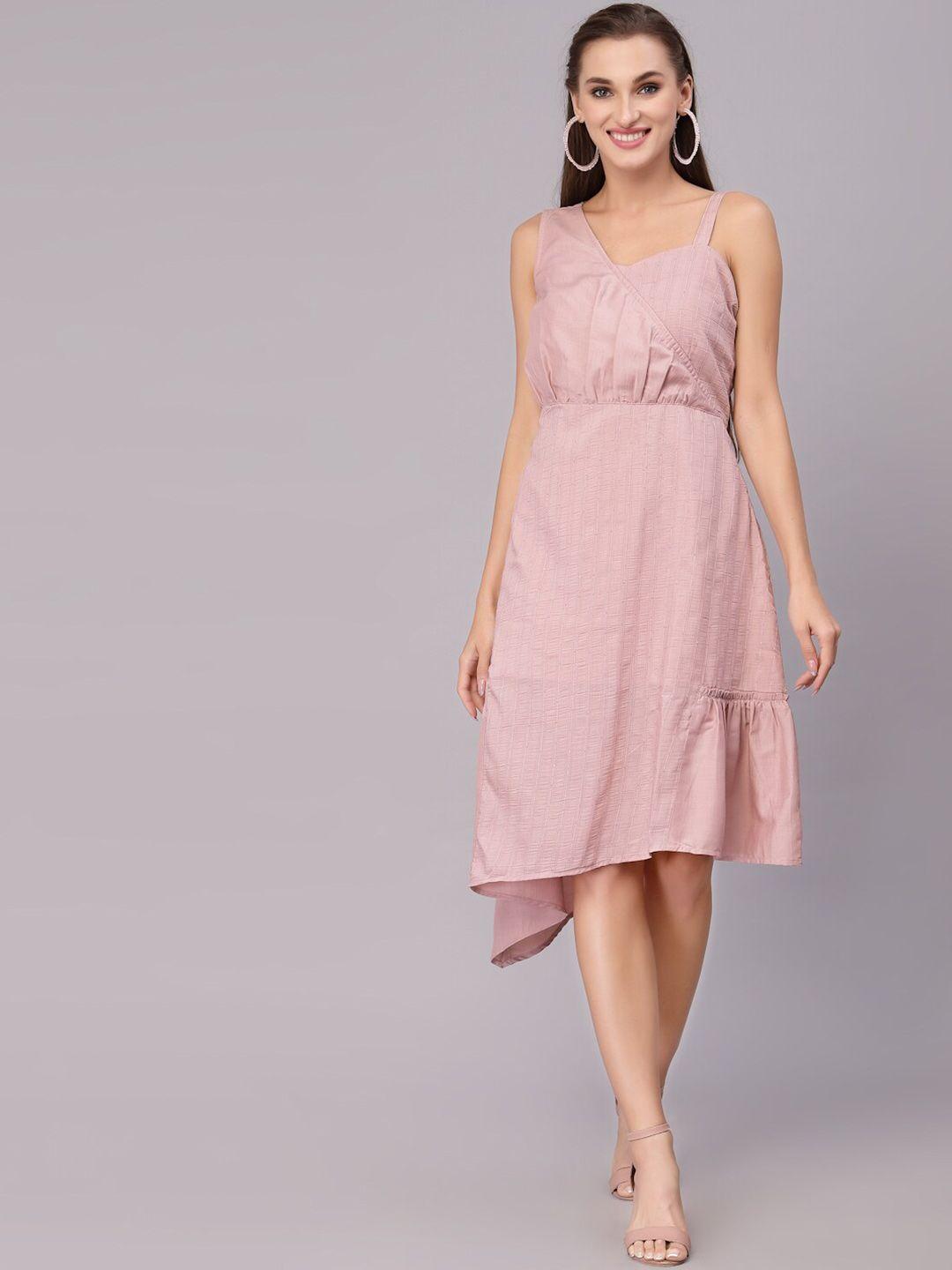 ragavi pink striped a-line dress