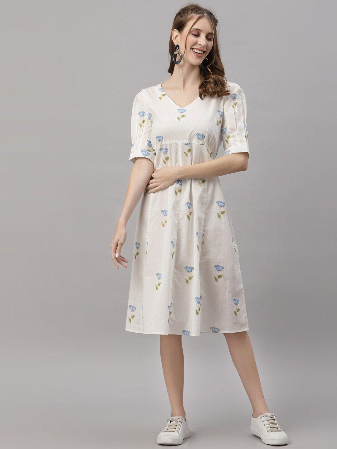 ragavi white floral a-line dress