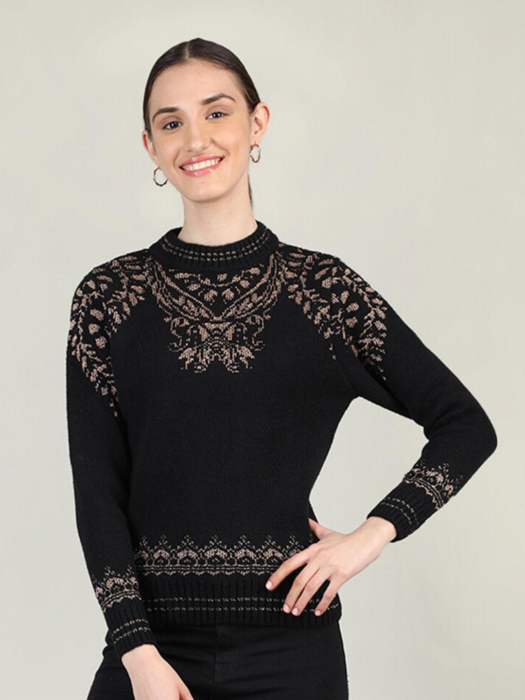 rage ethnic motifs printed woollen pullover sweater