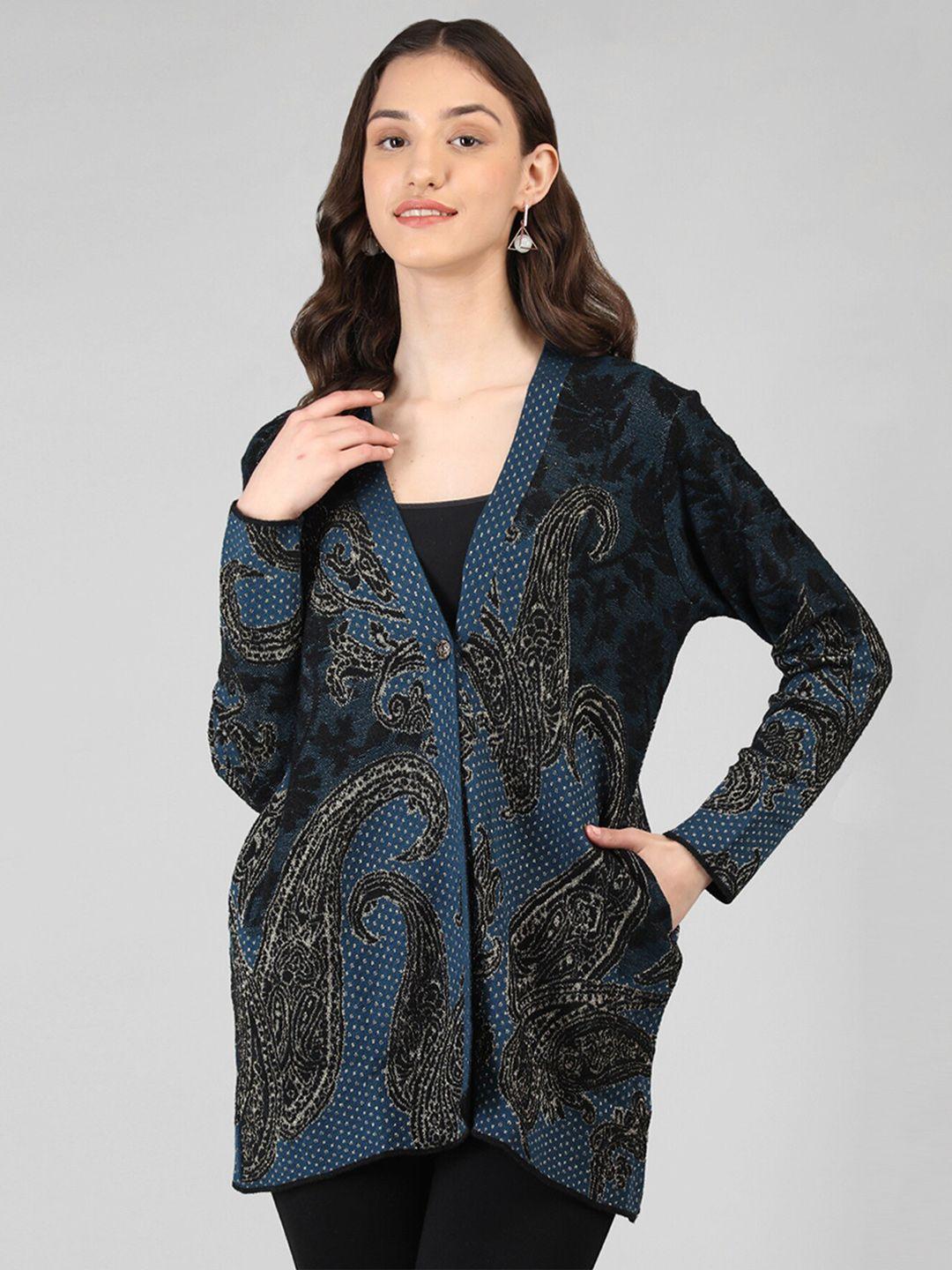 rage floral printed long sleeves acrylic cardigan