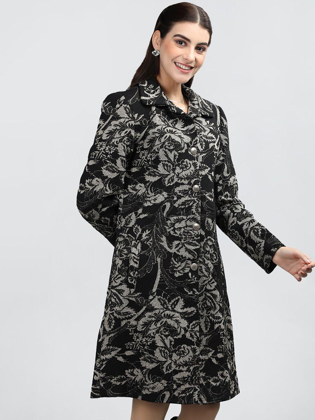 rage floral printed winter wear winter longline overcoat