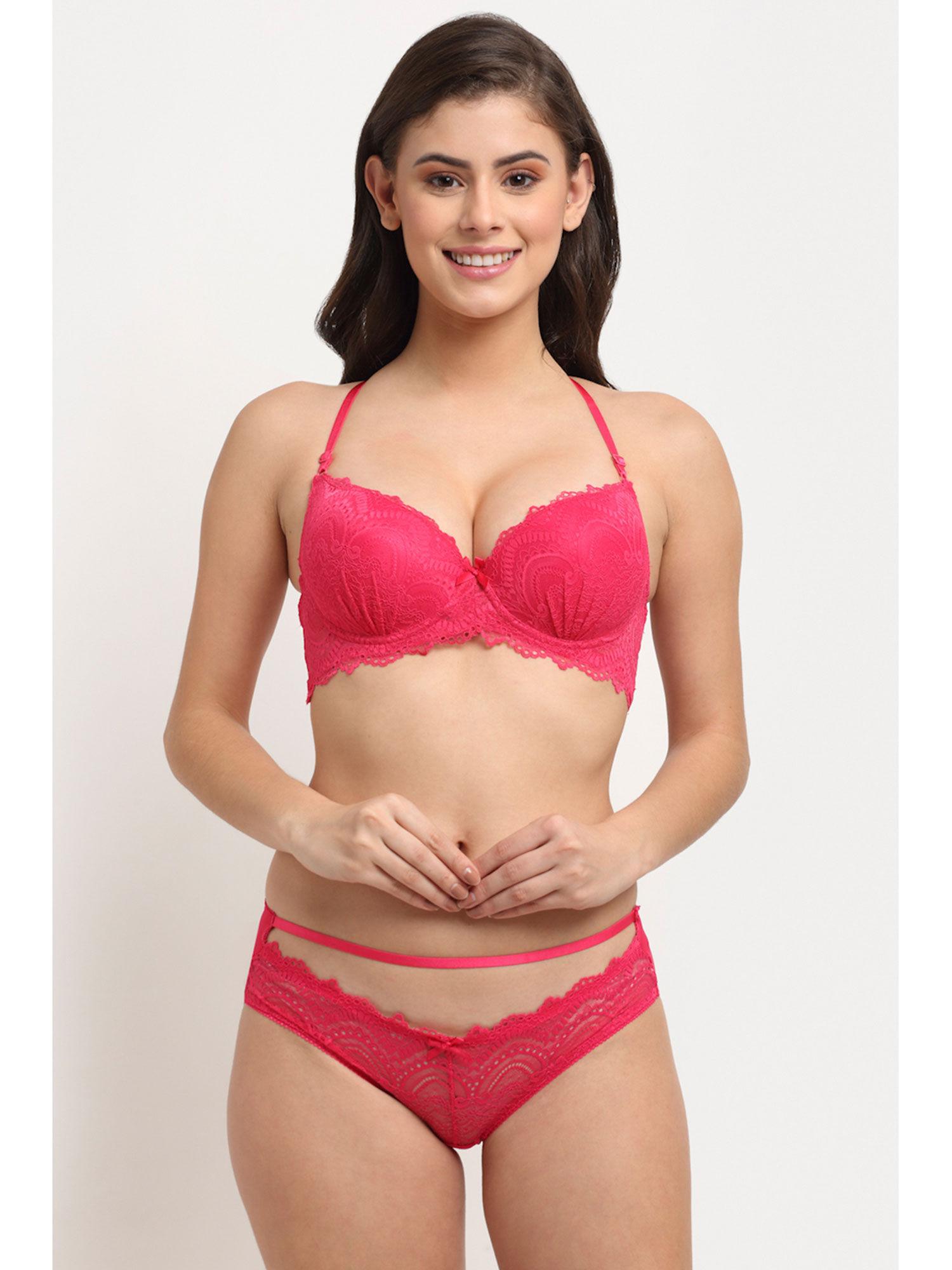 rage of sexy straps lingerie - pink (set of 2)