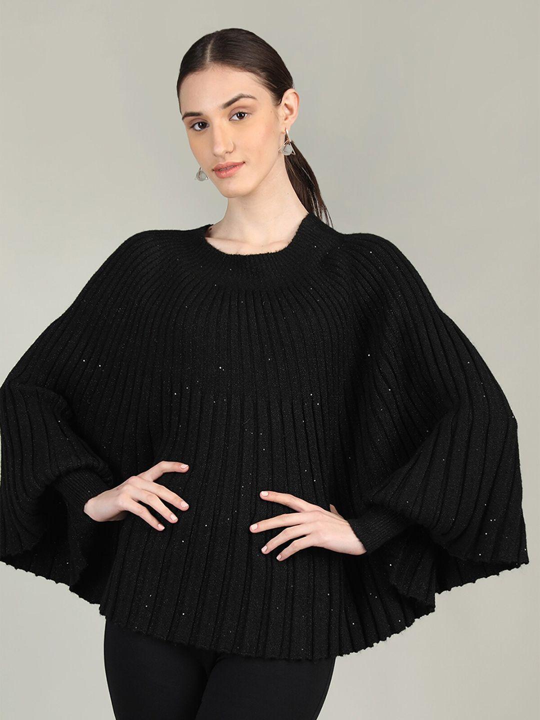 rage ribbed long sleeves acrylic poncho