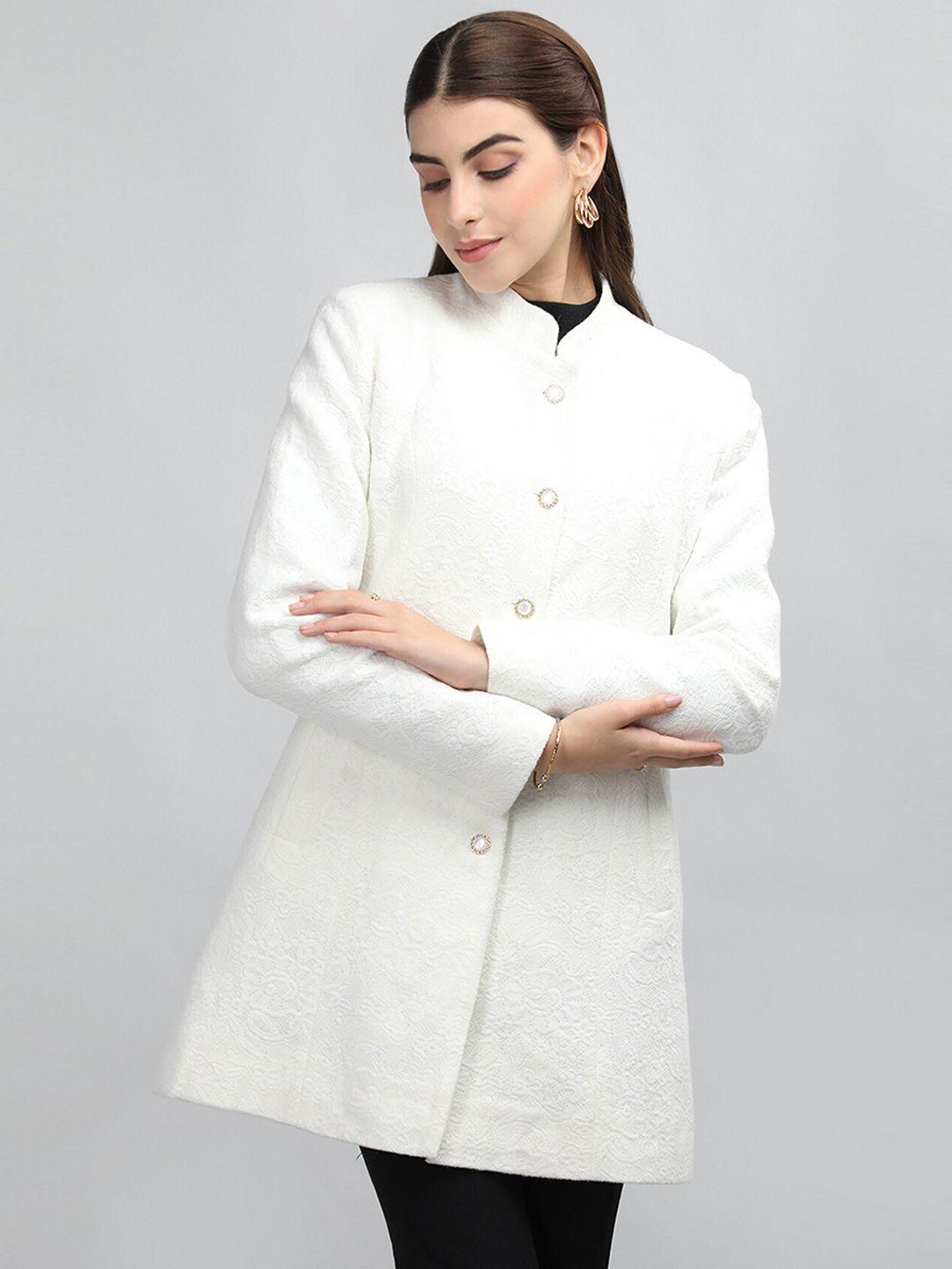 rage self design mandarin collar longline overcoat