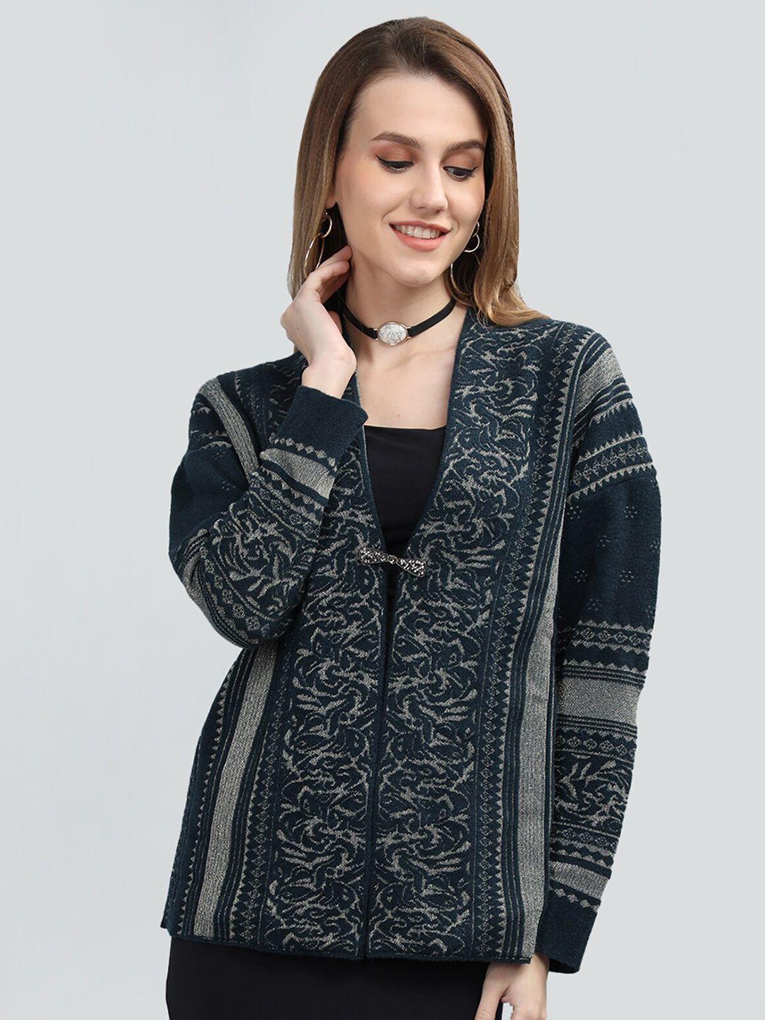 rage self design v-neck cardigan with embellished detail