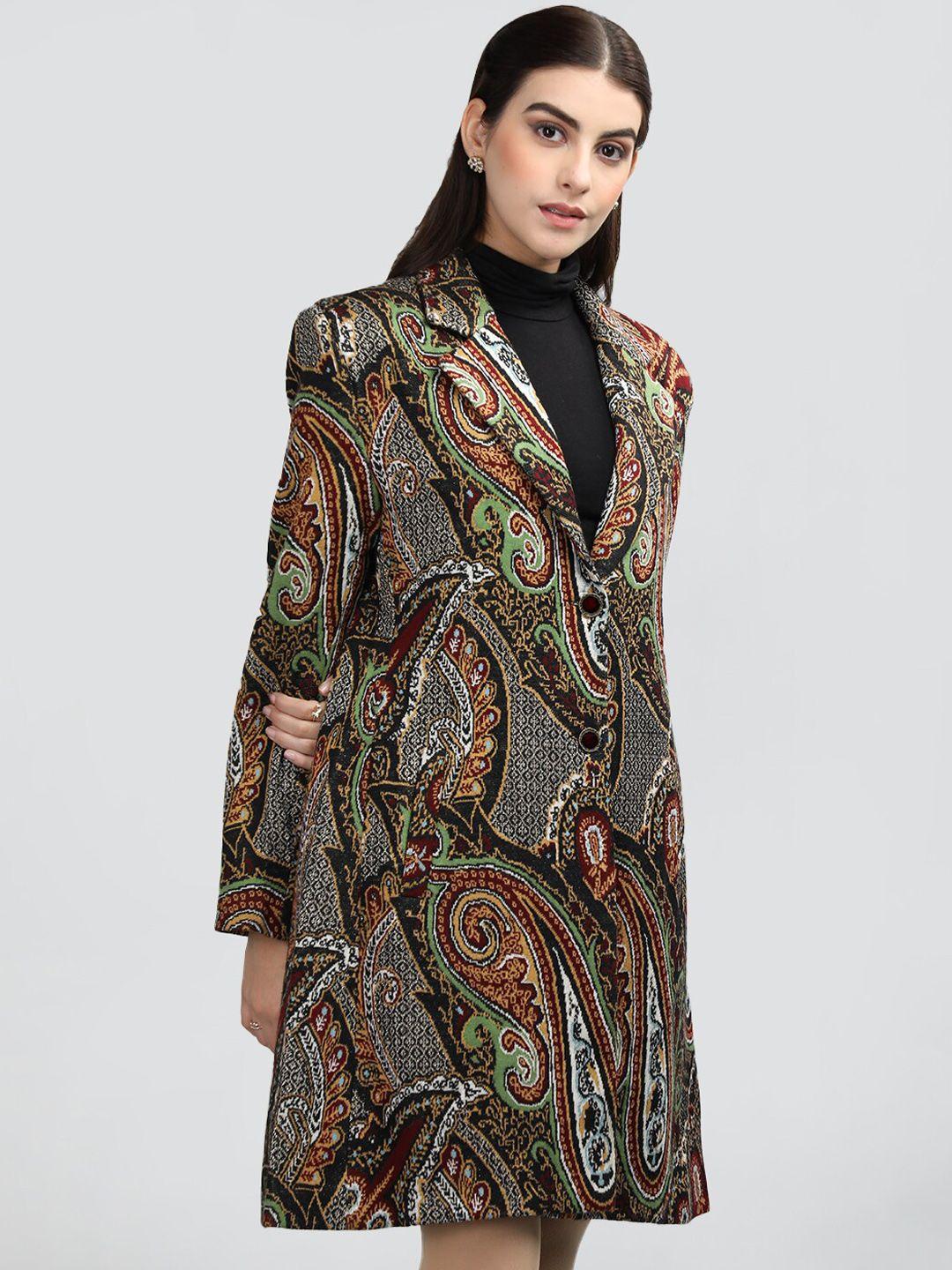 rage single breasted printed notched lapel collar overcoat