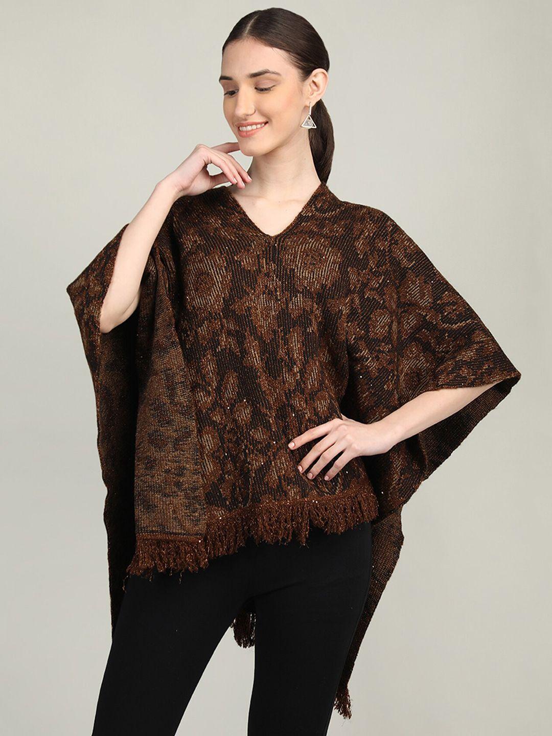 rage v-neck self design acrylic poncho