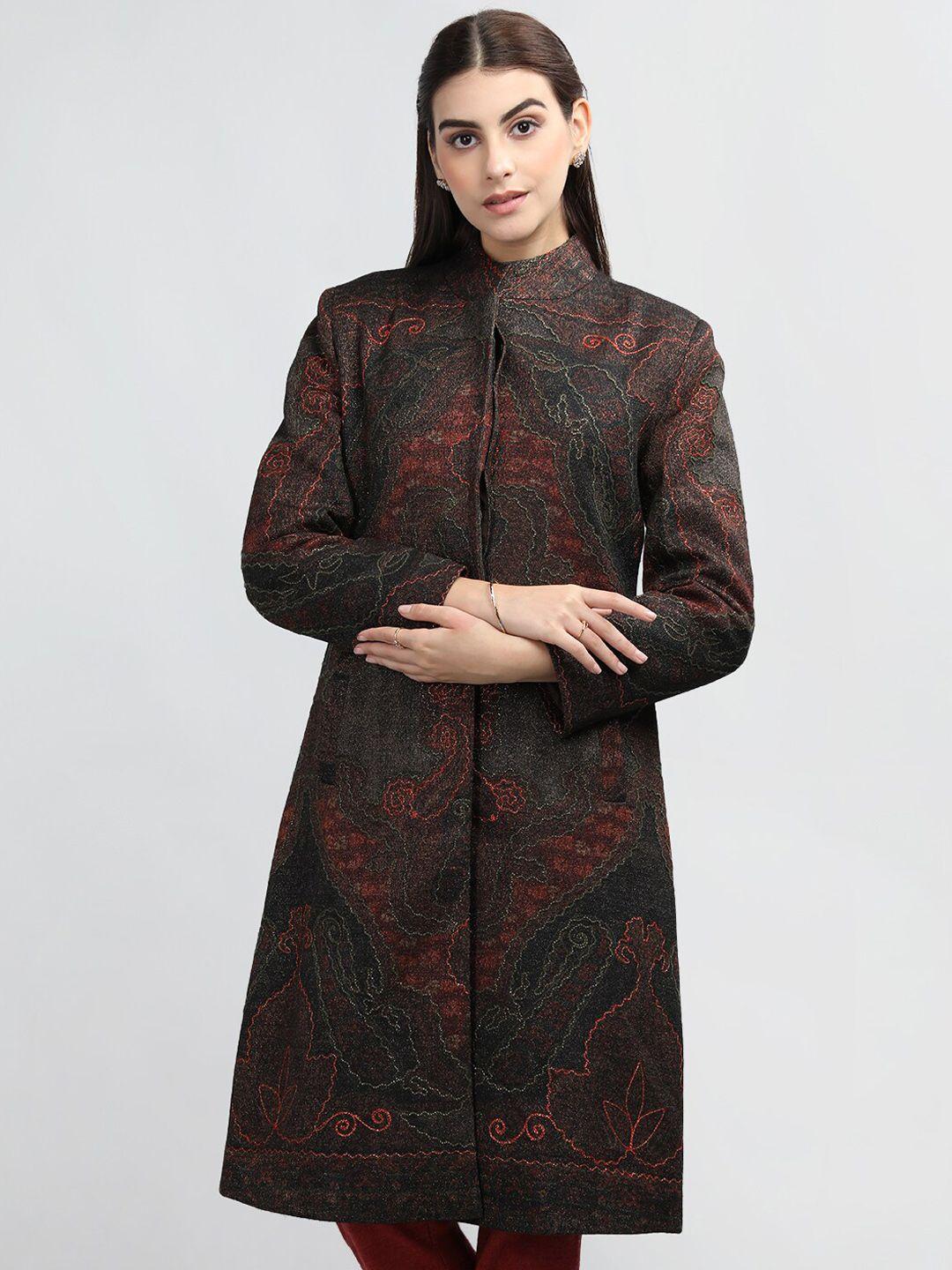 rage women printed embroidered single breasted overcoat