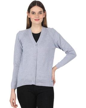 raglan-sleeve cardigan with ribbed hem