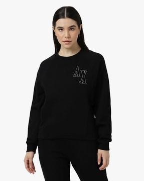 raglan sleeves sweatshirt with logo patch