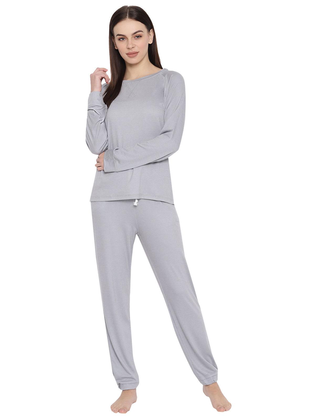 raglon sleeve top and pant loungewear set grey (set of 2)