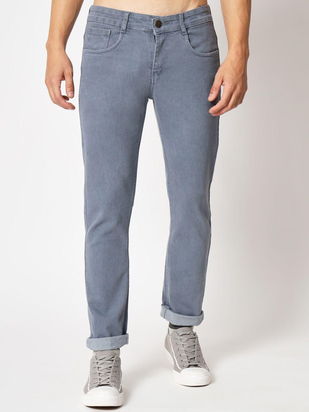 ragzo men grey slim fit low-rise low distress stretchable jeans