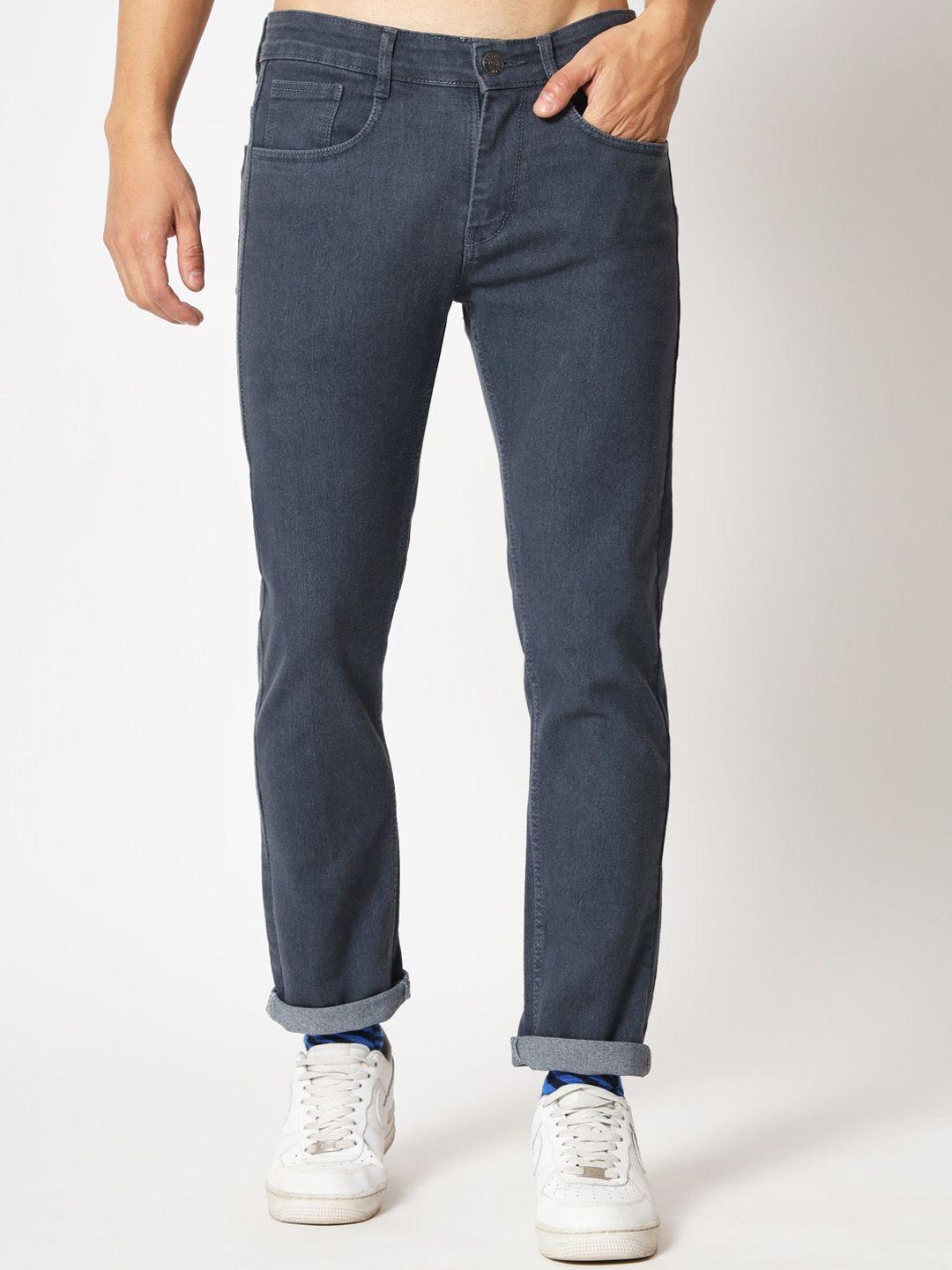 ragzo men grey slim fit low-rise stretchable jeans