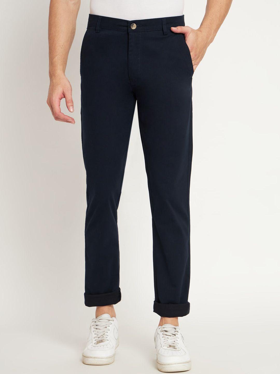 ragzo men slim fit low-rise cotton trousers