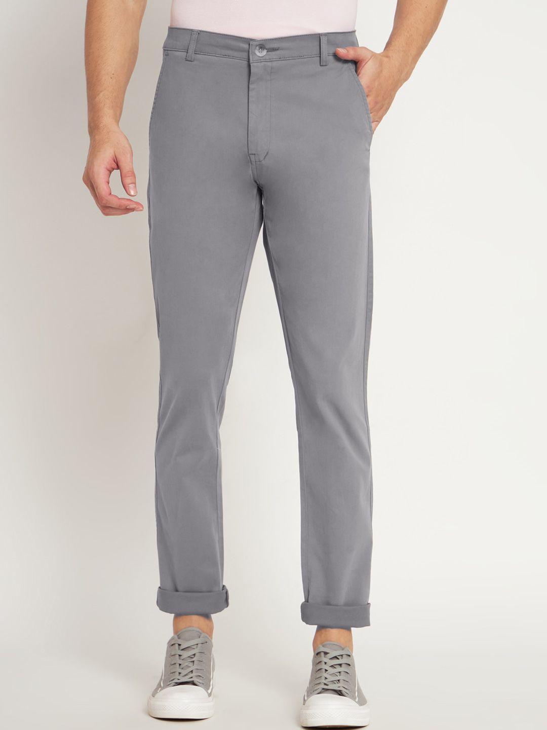 ragzo men slim fit mid-rise cotton stretchable trousers