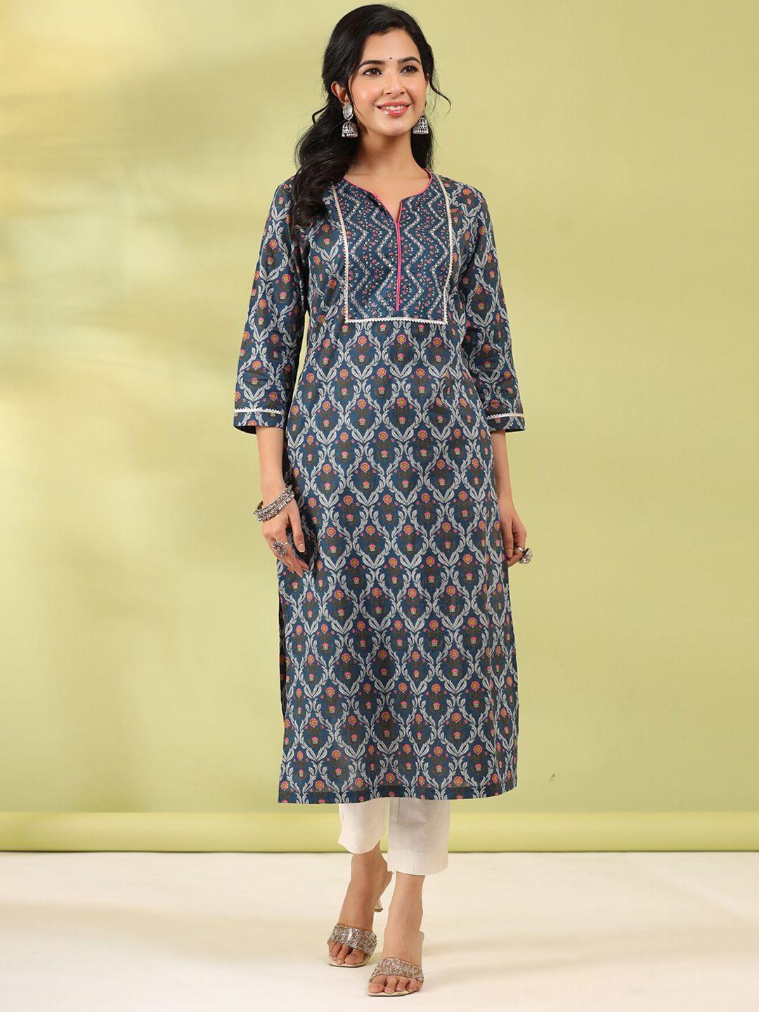 rain & rainbow ethnic motifs cotton printed kurta