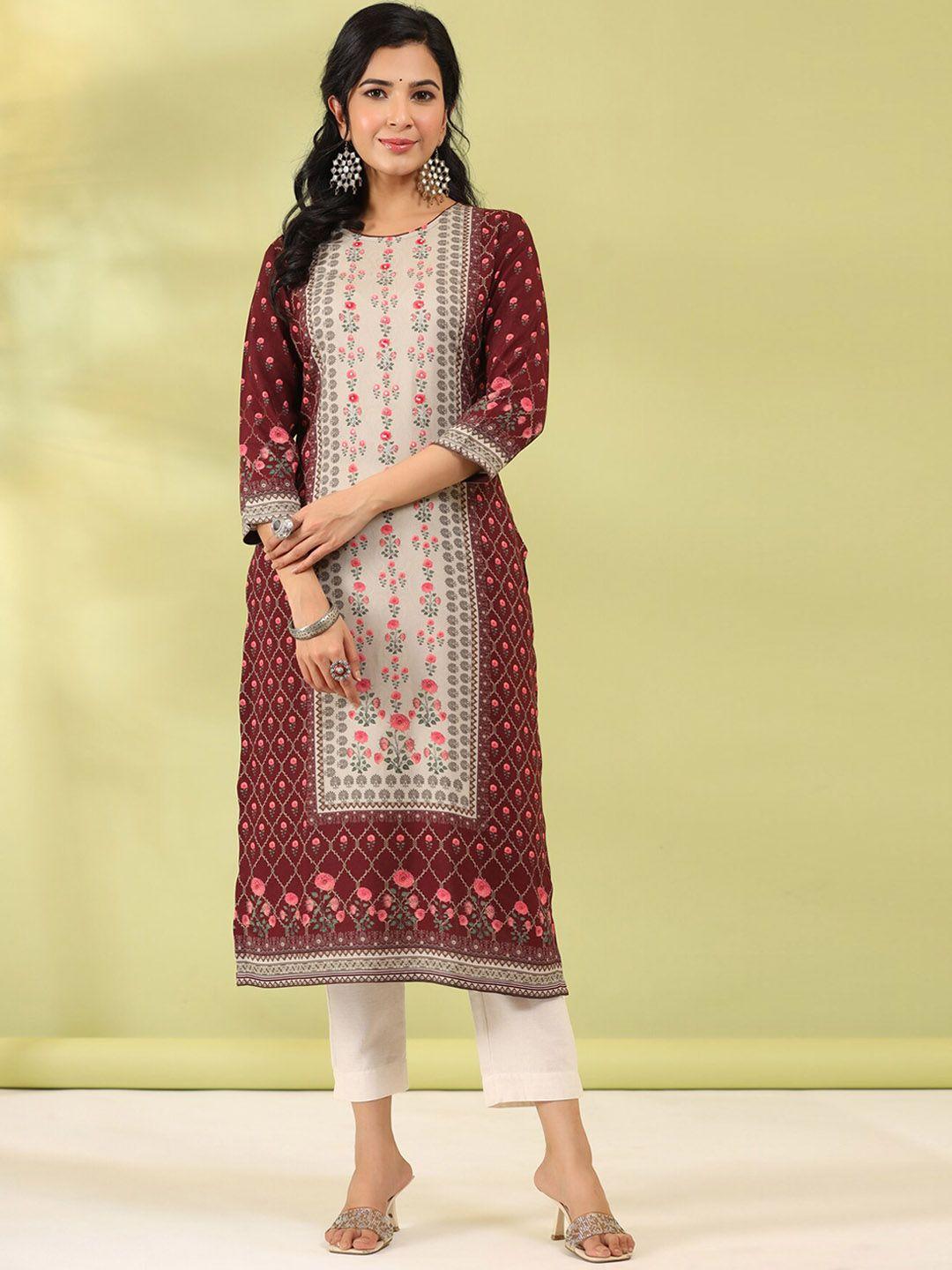 rain & rainbow ethnic motifs printed a-line kurta