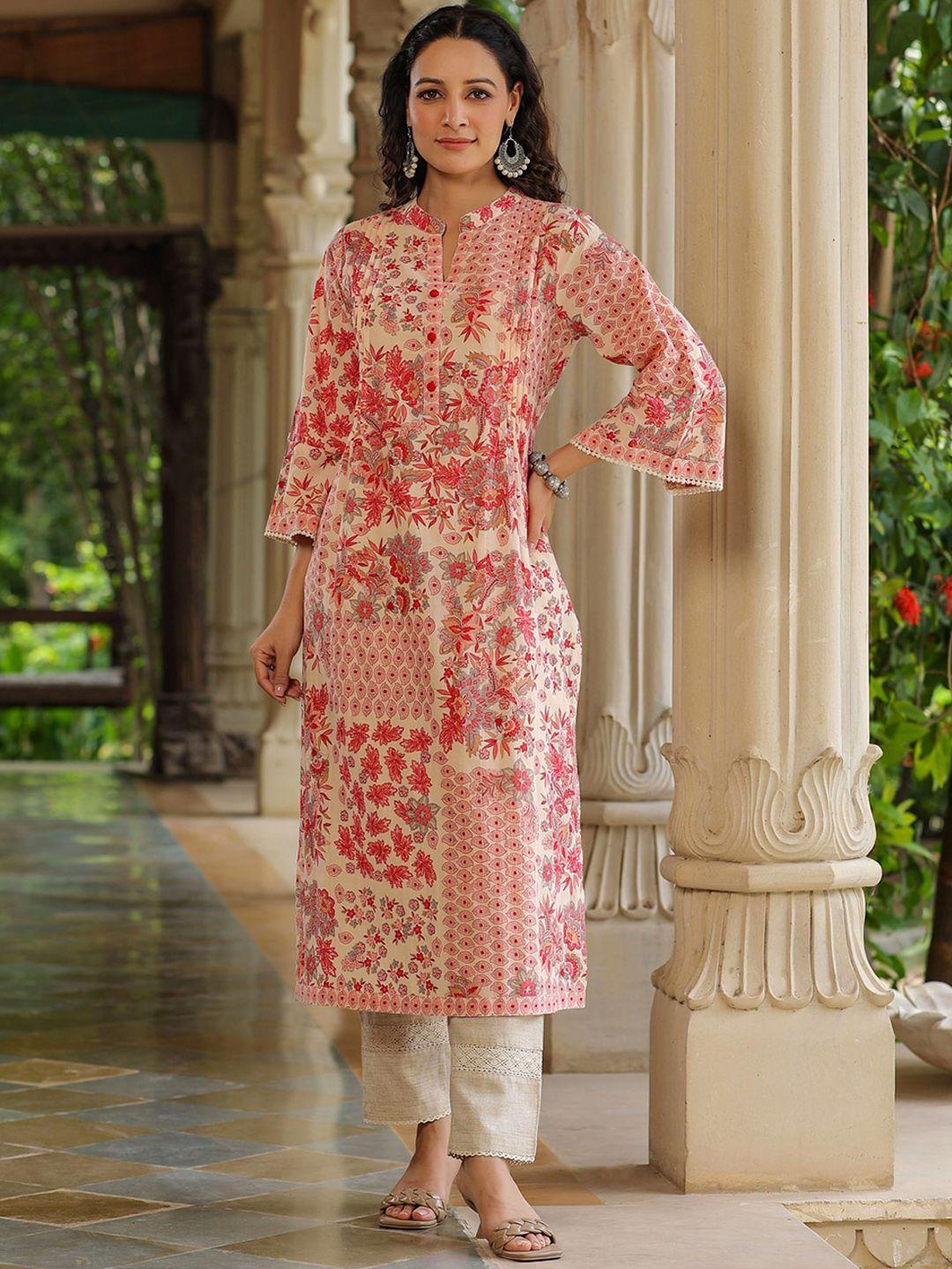 rain & rainbow floral printed pure cotton kurta