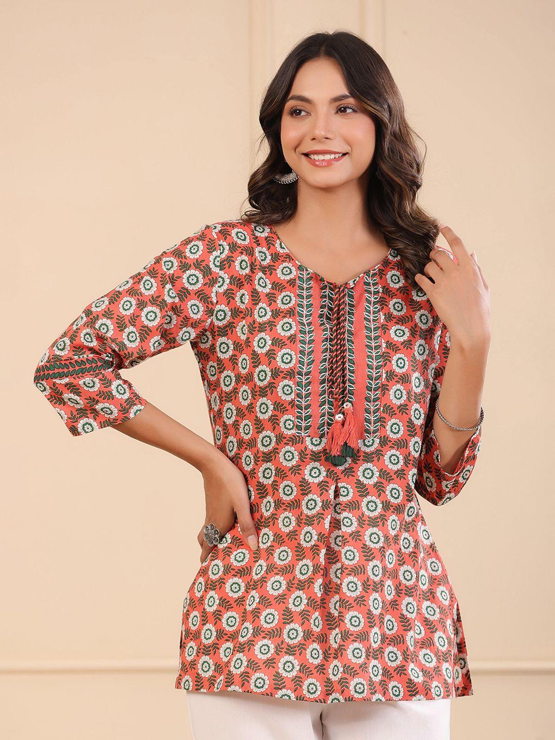 rain & rainbow floral printed pure cotton kurti