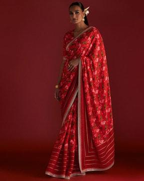 rain lilly saree with patch border