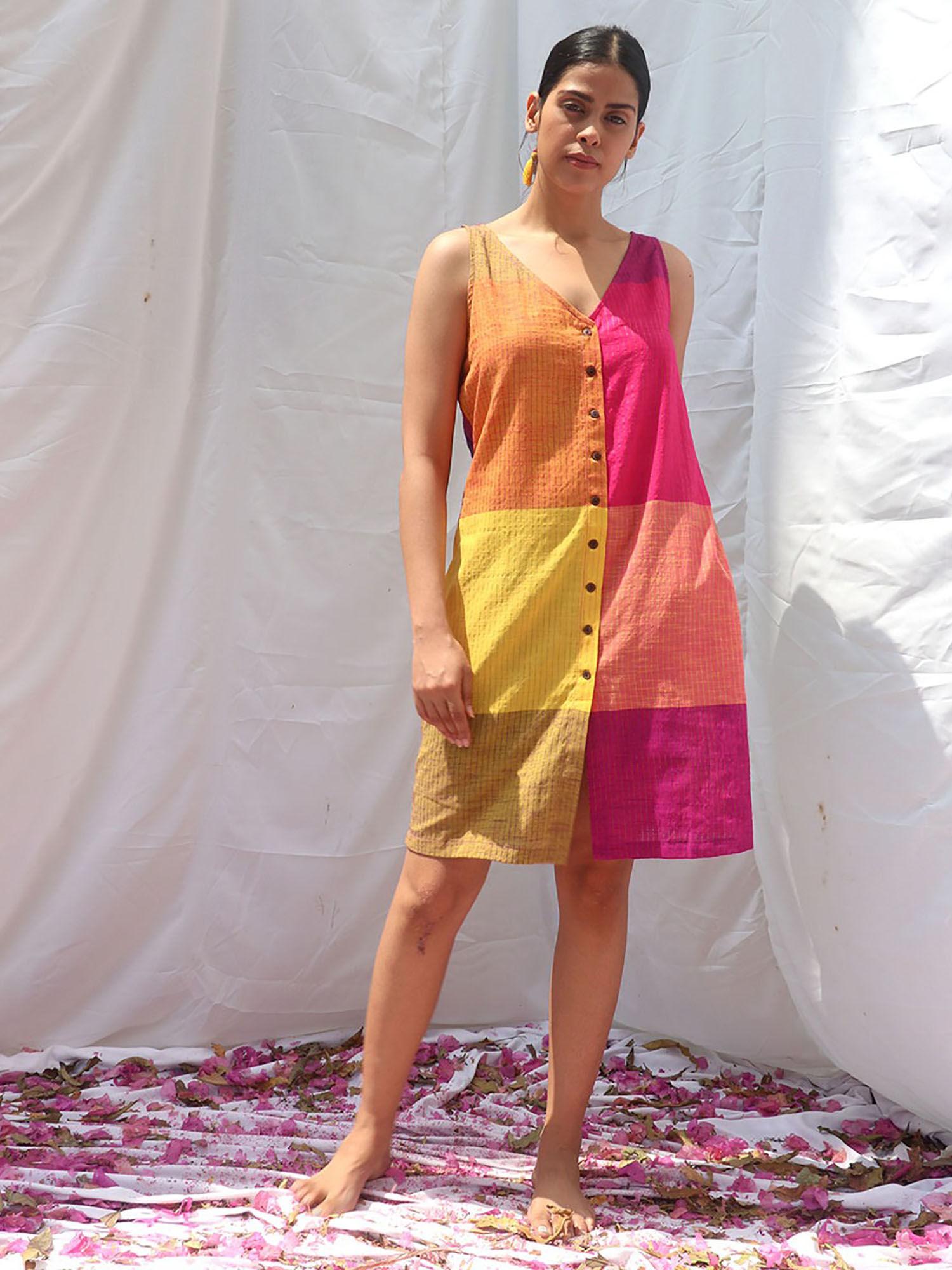 rainbow café iris handwoven cotton dress