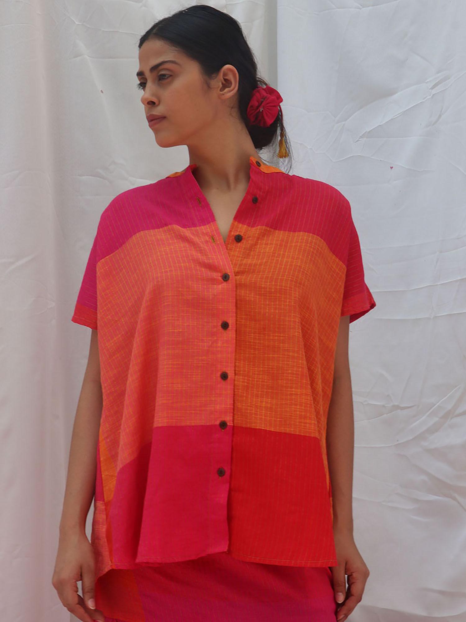 rainbow café kaleidoscope handwoven cotton shirt