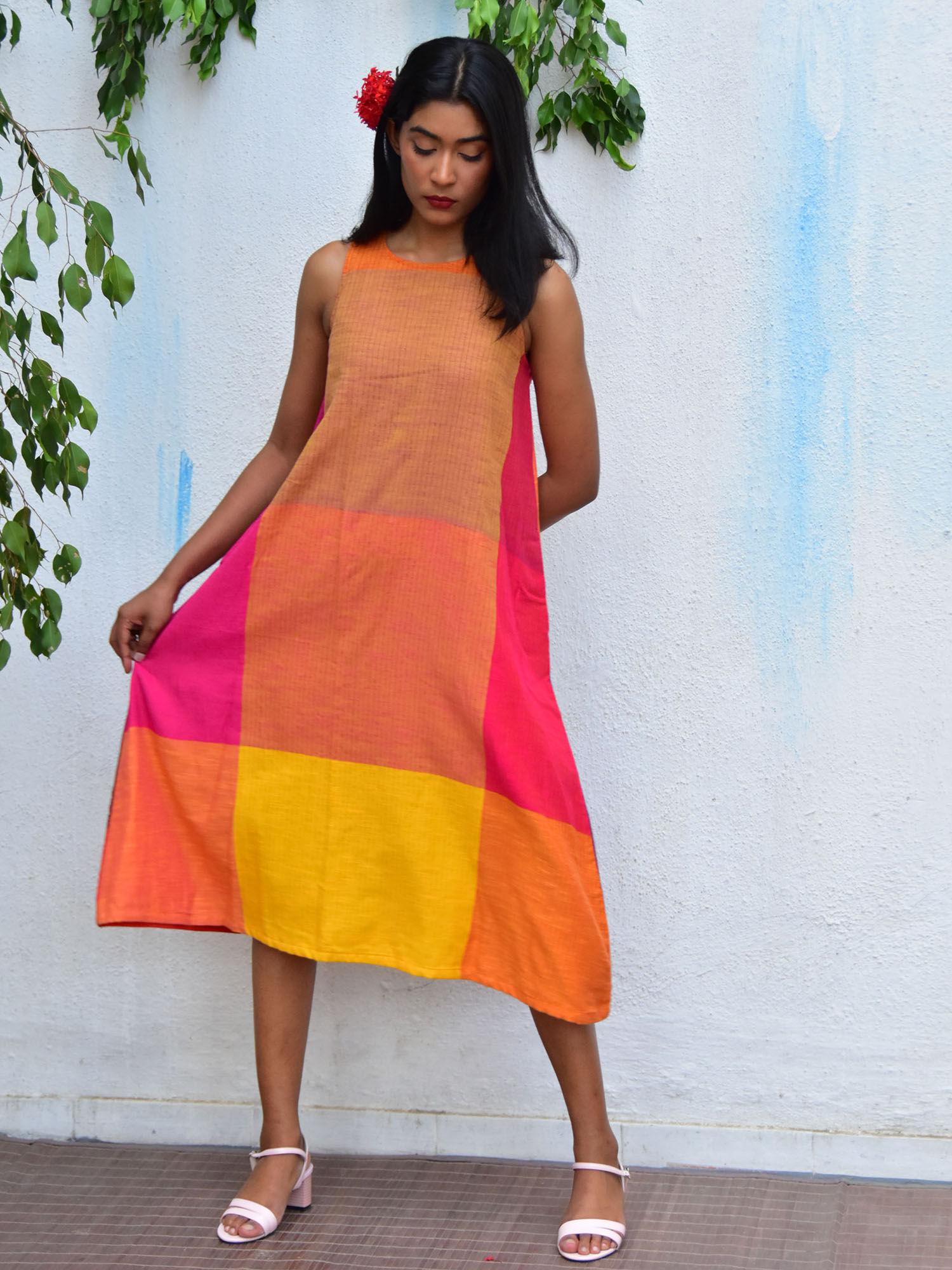 rainbow cafe summer skies handwoven cotton dress