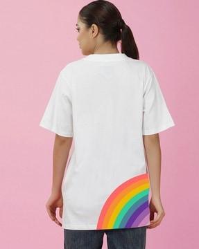 rainbow print loose fit crew-neck t-shirt