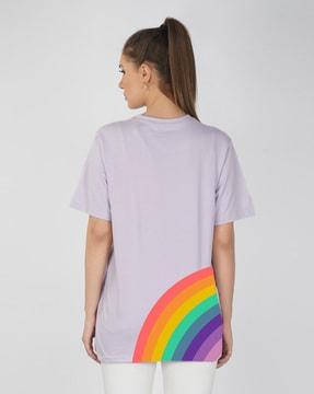 rainbow print loose fit crew-neck t-shirt