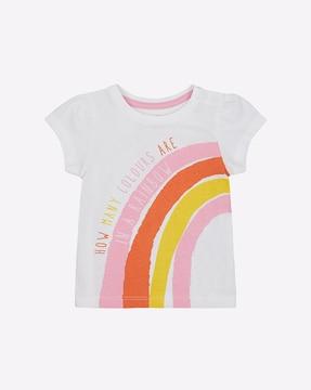 rainbow print round-neck t-shirt