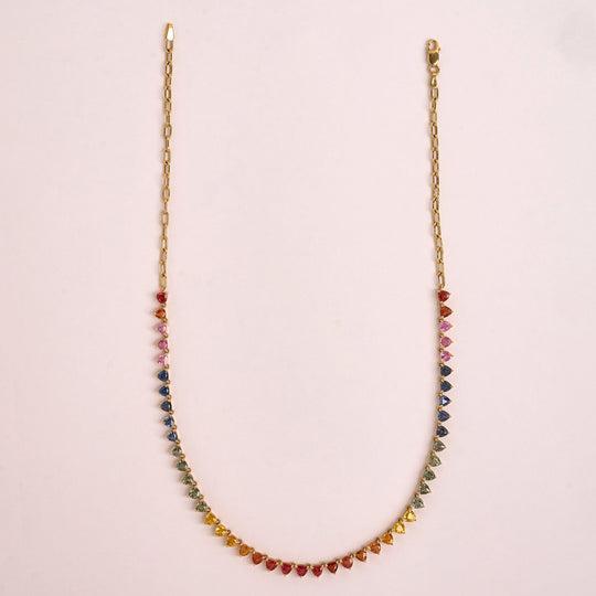 rainbow sapphire necklace trilliant cut