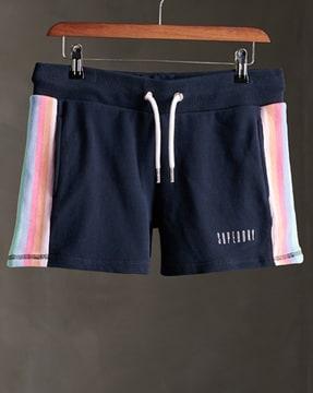 rainbow striped straight hem shorts