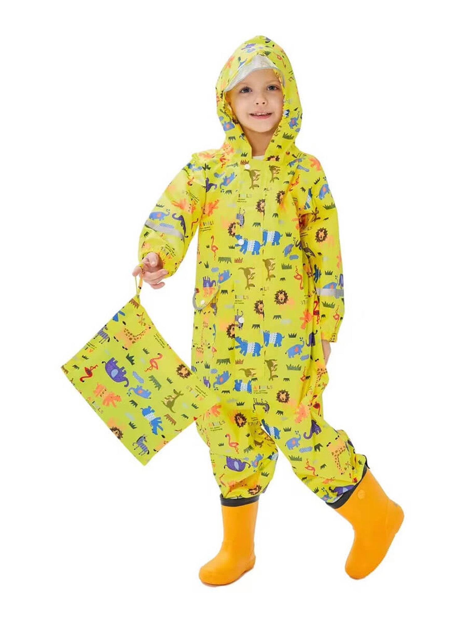 raincoat for kids-yellow safari kingdom theme
