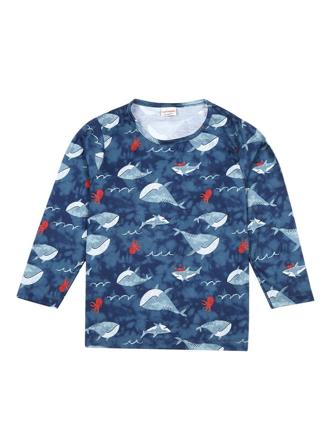 raine and jaine boys blue camouflage printed cotton t-shirt