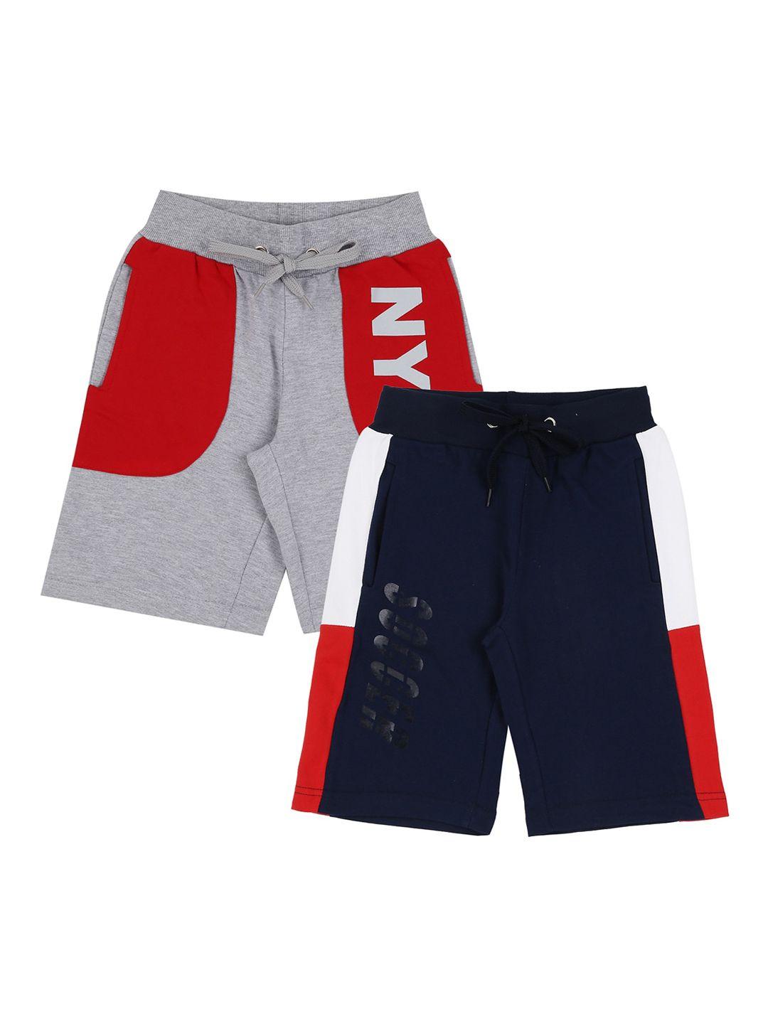 raine and jaine boys grey melange solid regular fit regular shorts