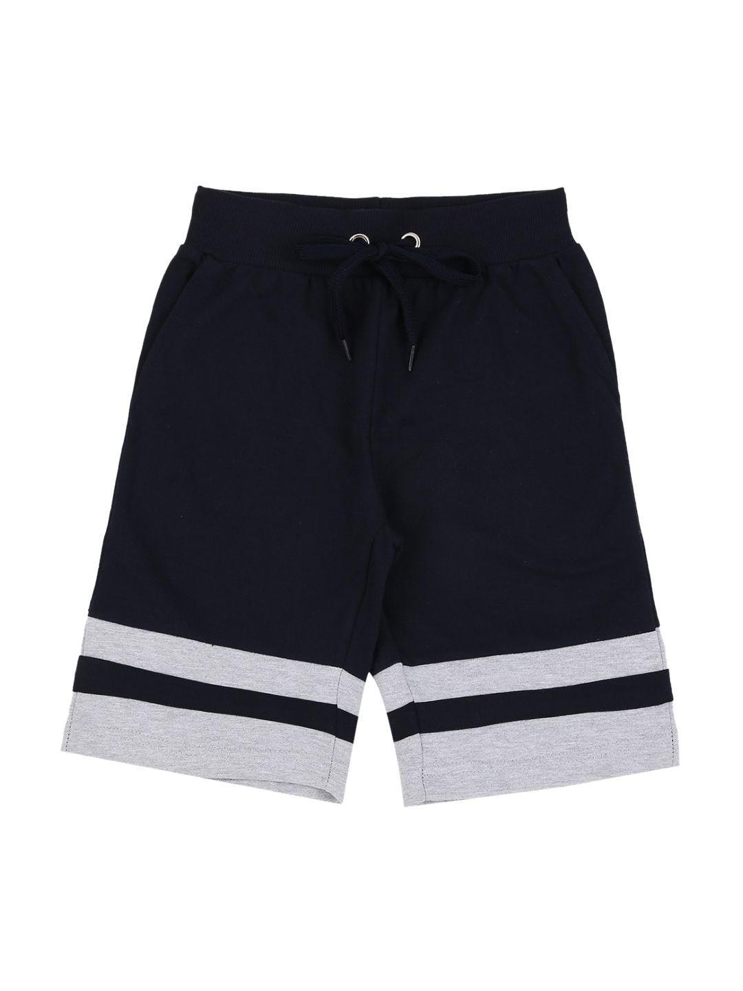 raine and jaine boys navy blue & grey colourblocked  regular fit regular shorts