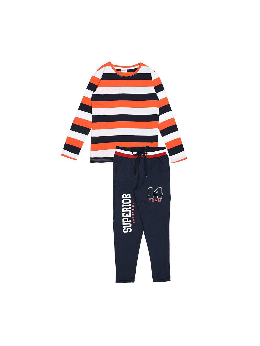raine and jaine boys striped pure cotton t-shirt with trousers