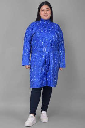 rainguard women's pvc full sleeve solid long raincoat with adjustable hood and pocket - royal blue