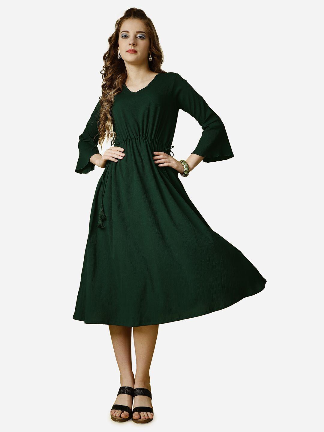 raisin crepe fit & flare midi dress