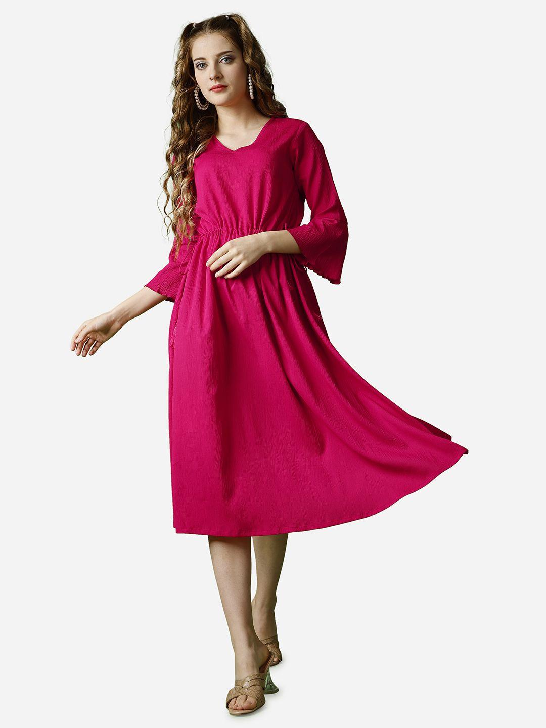 raisin crepe fit & flare midi dress