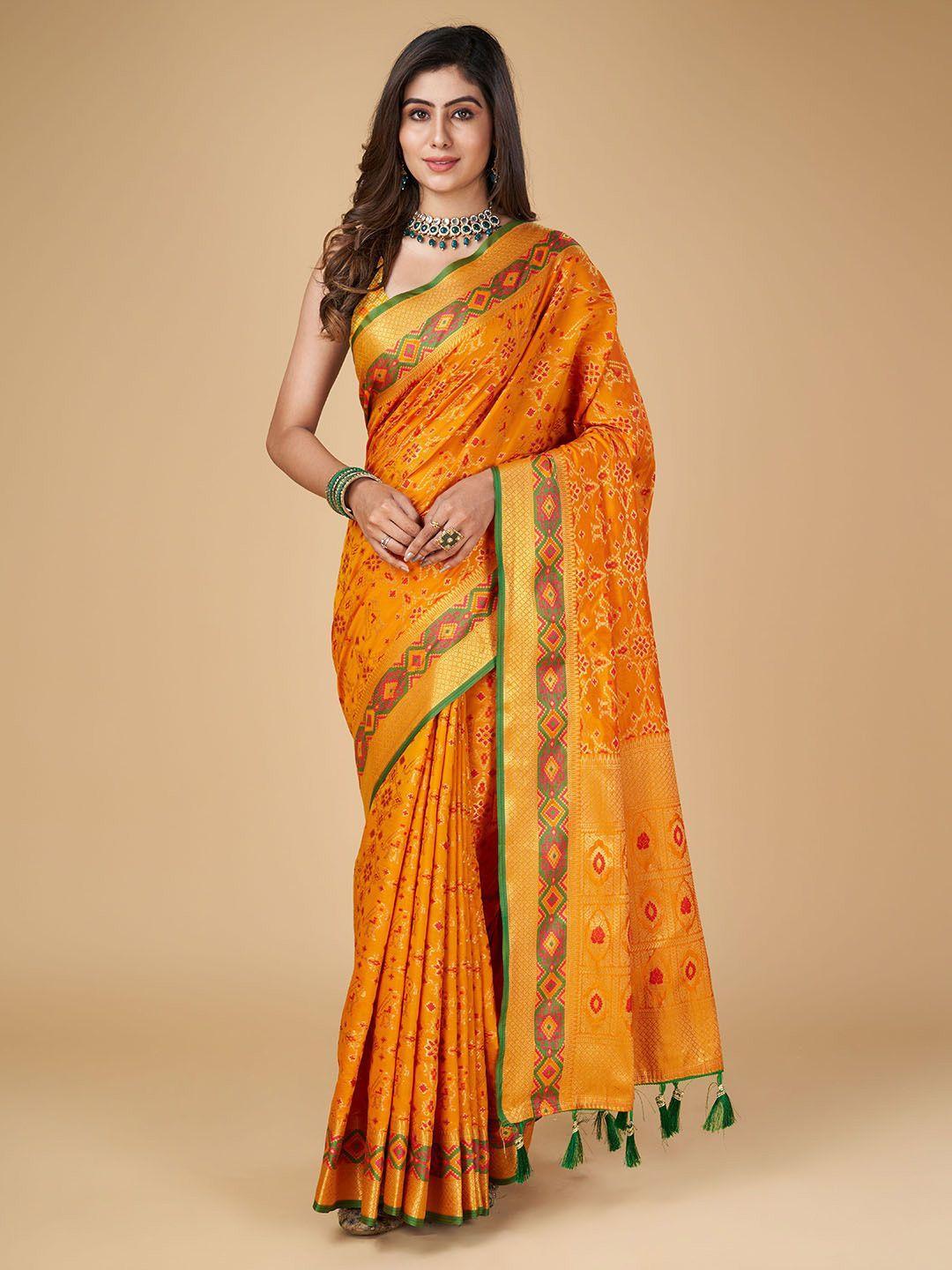 raj dharma silk ethnic motifs woven design zari patola saree
