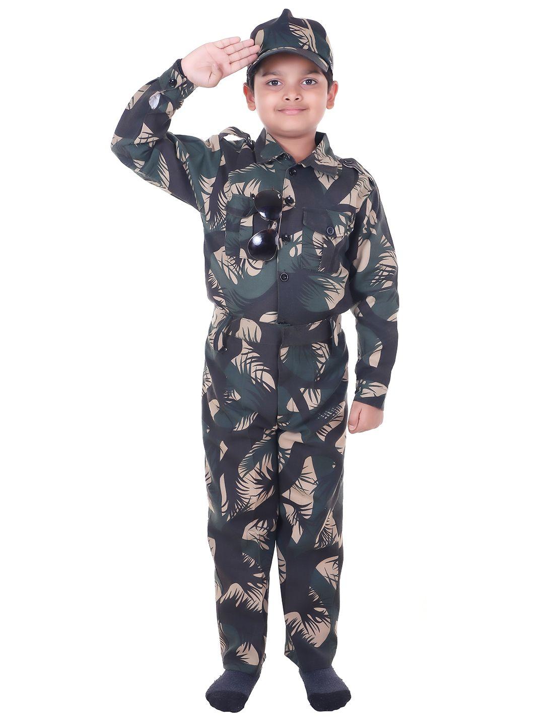 raj fancy dresses unisex kids printed shirt with trousers & with cap